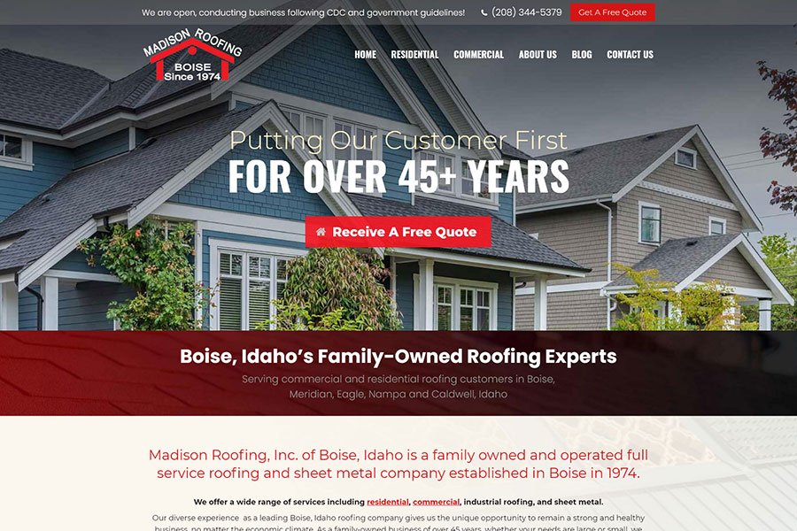 Madison Roofing website